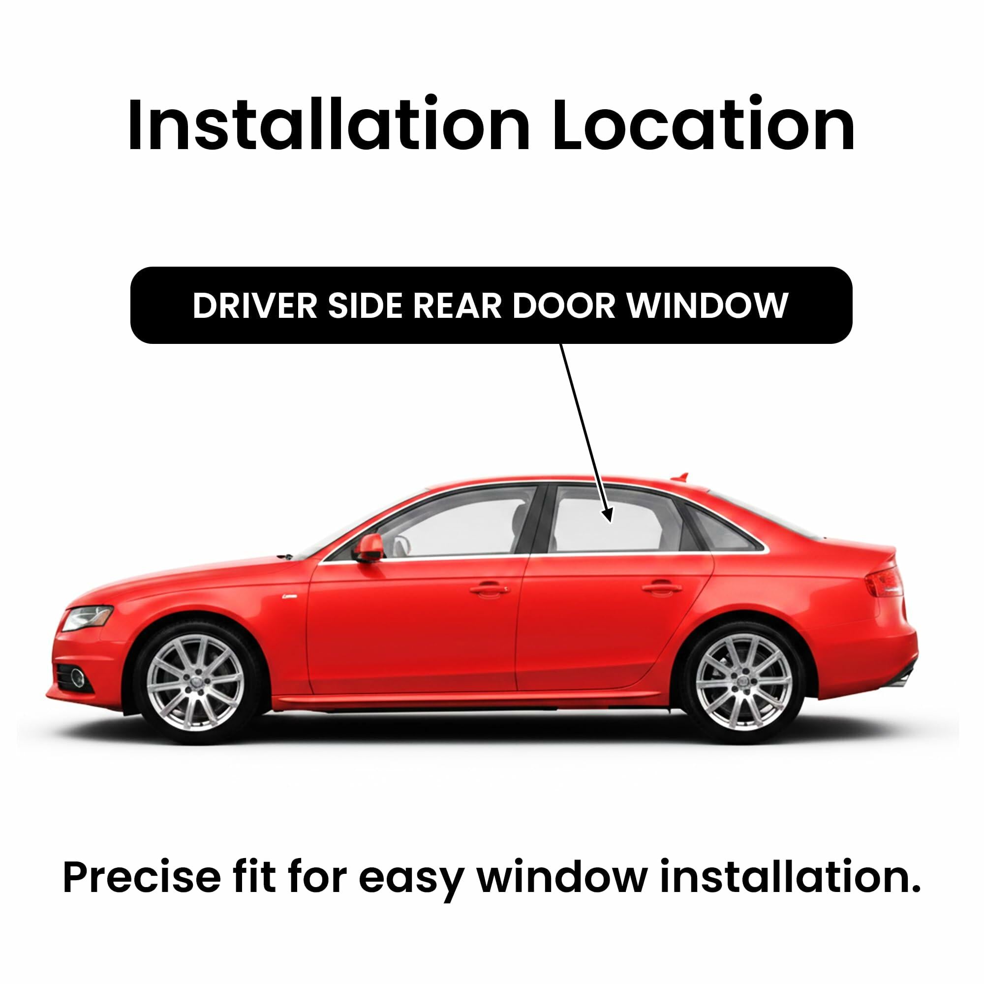 Driver Left Side Rear Door Window Door Glass Compatible with Audi A4 S4 RS4 4 Door Sedan 2009-2016 Model