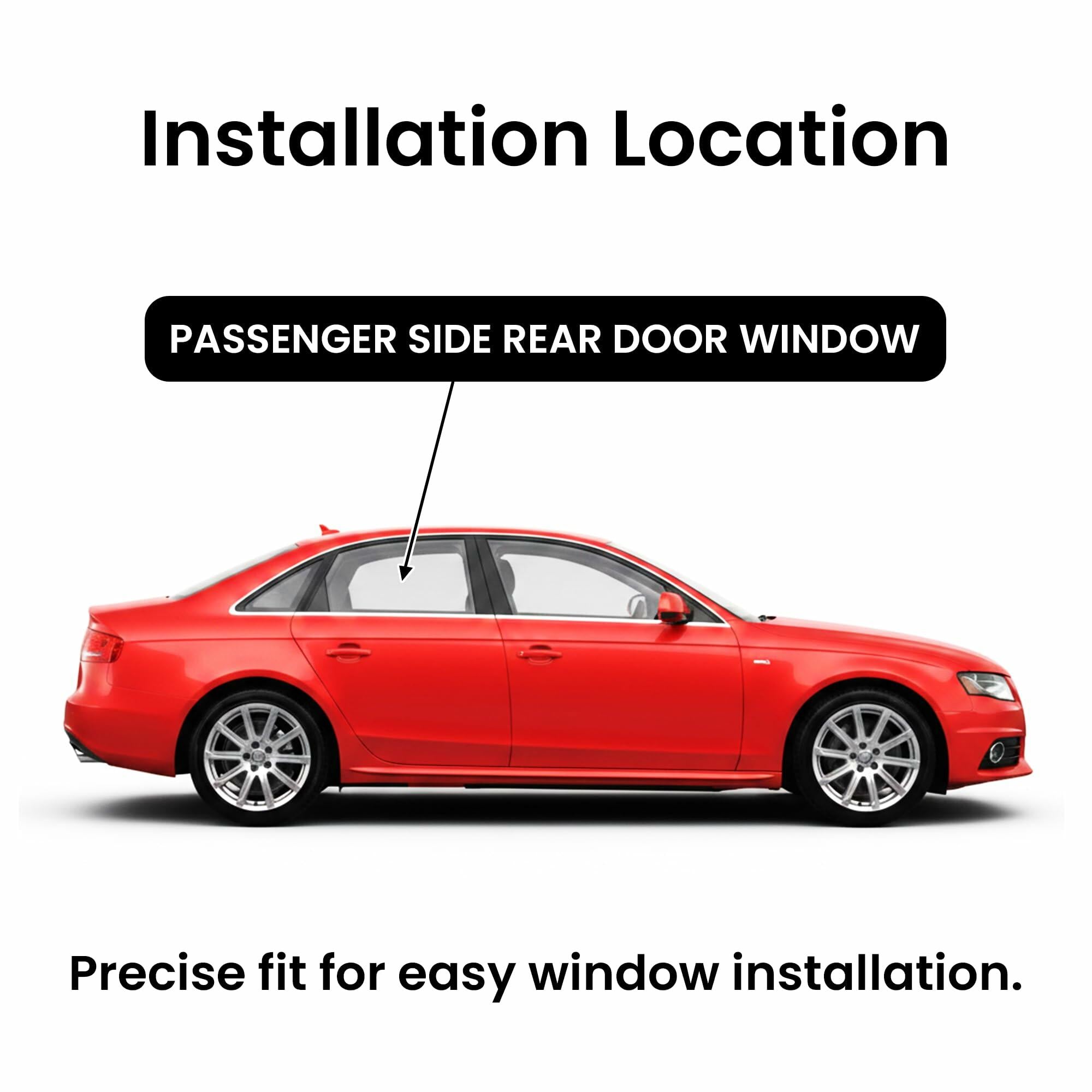 Passenger Right Side Rear Door Window Door Glass Compatible with Audi A4 S4 RS4 4 Door Sedan 2009-2016 Model