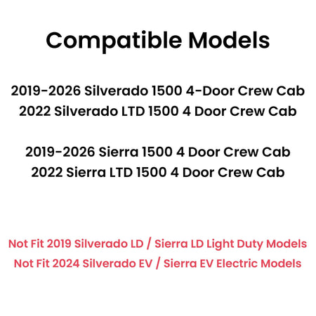 Passenger Right Side Rear Door Window Door Glass Compatible with GMC Sierra/Chevrolet Silverado 1500 4-Door Crew Cab 2019-2026 Models