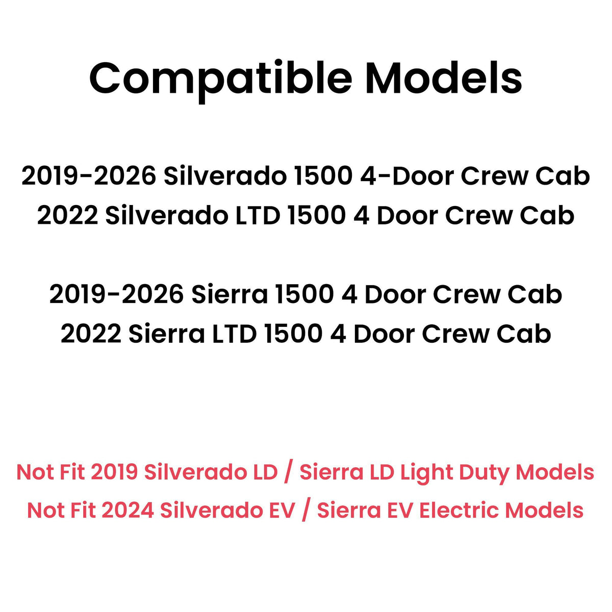 Driver Left Side Rear Door Window Door Glass Compatible with GMC Sierra/Chevrolet Silverado 1500 4-Door Crew Cab 2019-2026 Models