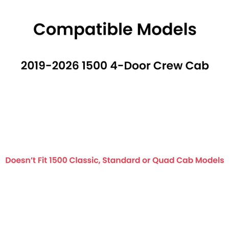 OEM Passenger Right Side Rear Door Window Door Glass Compatible with Ram Pickup 4 Door Crew Cab 2019-2026 Models (Not For 1500Classic)