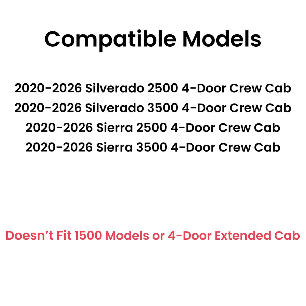Driver Left Side Rear Door Window Door Glass Compatible with Chevrolet Silverado 2500/3500 2020-2026 & GMC Sierra 2500/3500 2020-2026 4 Door Crew Cab Pickup (Full Size Rear Door) Models
