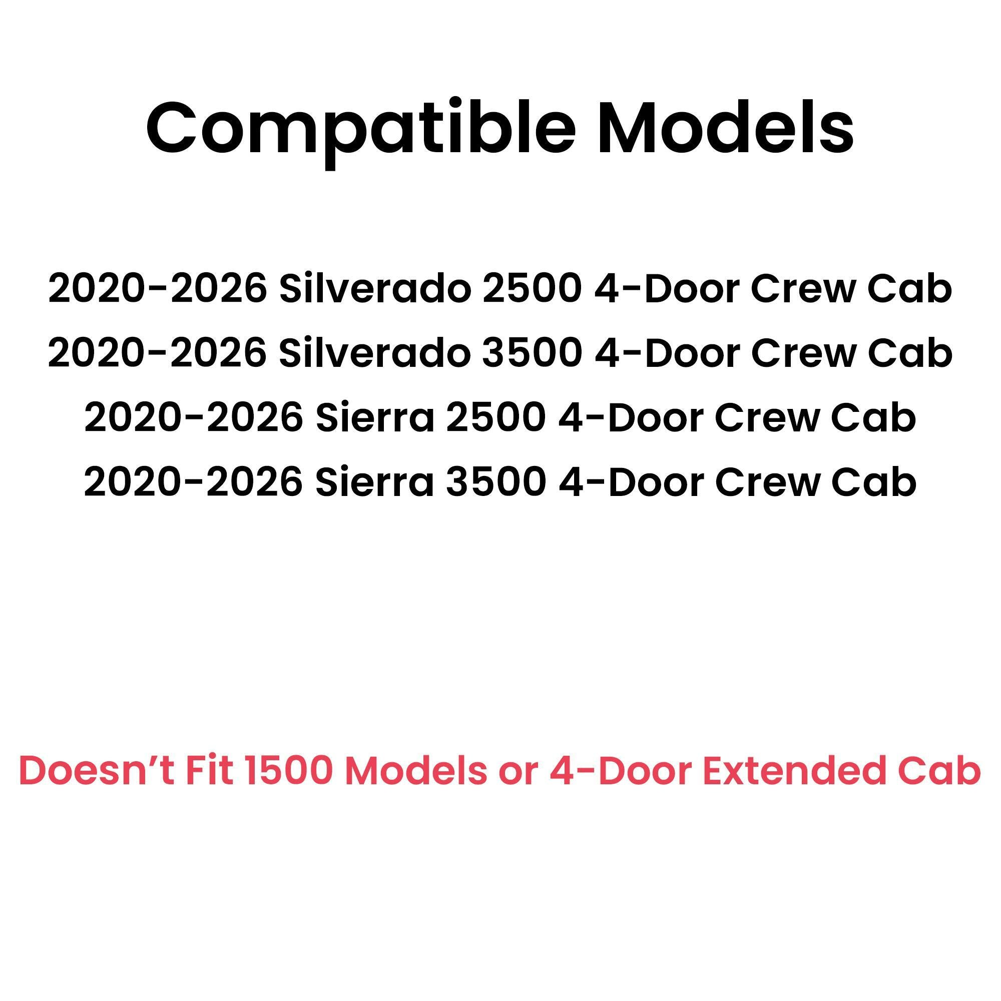 Passenger Right Side Rear Door Window Door Glass Compatible with Chevrolet Silverado 2500/3500 2020-2026 & GMC Sierra 2500/3500 2020-2026 4 Door Crew Cab Pickup (Full Size Rear Door) Models