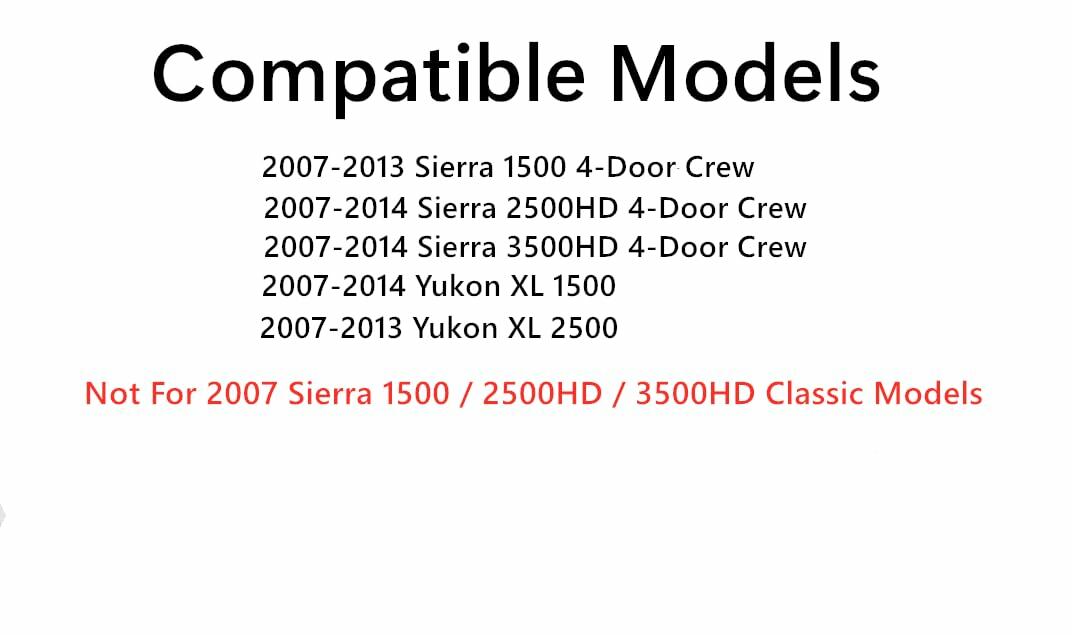Driver Left Side Rear Door Window Door Glass Compatible with GMC Yukon XL Sierra (2500 3500) 2007-2014 / Sierra 1500 2007-2013 4-Door Models (Not For 2007 Sierra Classic Models)