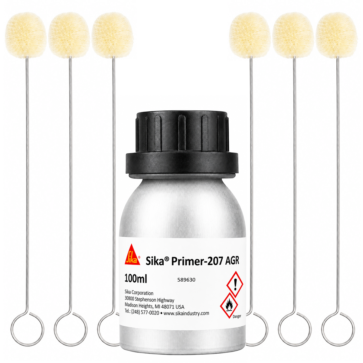 Sika Primer-207 AGR Automotive Glass Adhesion Primer 100 ml + 6 Wool Daubers